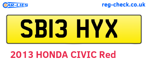 SB13HYX are the vehicle registration plates.