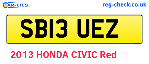 SB13UEZ are the vehicle registration plates.