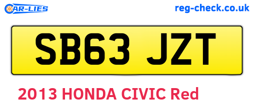 SB63JZT are the vehicle registration plates.