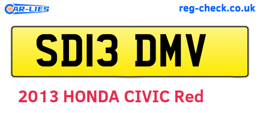 SD13DMV are the vehicle registration plates.