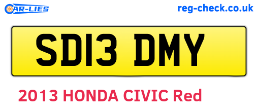 SD13DMY are the vehicle registration plates.