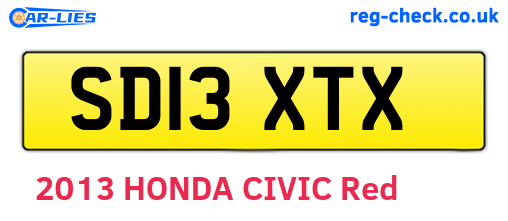 SD13XTX are the vehicle registration plates.