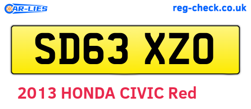 SD63XZO are the vehicle registration plates.