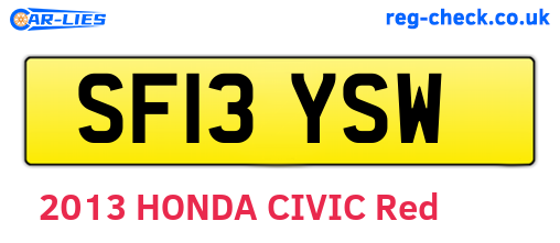 SF13YSW are the vehicle registration plates.