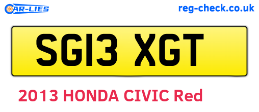 SG13XGT are the vehicle registration plates.