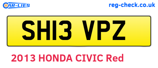 SH13VPZ are the vehicle registration plates.