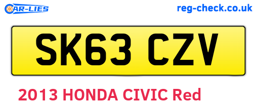 SK63CZV are the vehicle registration plates.