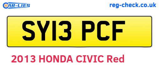 SY13PCF are the vehicle registration plates.