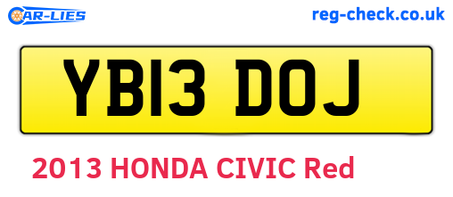 YB13DOJ are the vehicle registration plates.