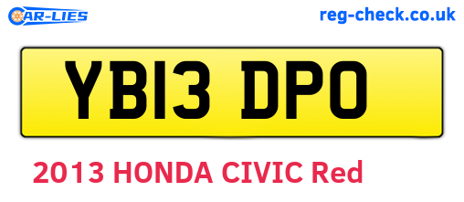 YB13DPO are the vehicle registration plates.