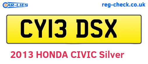 CY13DSX are the vehicle registration plates.