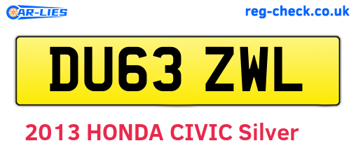 DU63ZWL are the vehicle registration plates.