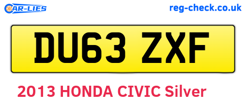 DU63ZXF are the vehicle registration plates.