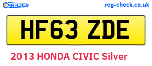HF63ZDE are the vehicle registration plates.