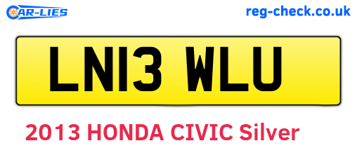 LN13WLU are the vehicle registration plates.