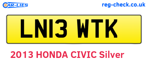 LN13WTK are the vehicle registration plates.