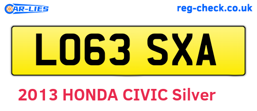 LO63SXA are the vehicle registration plates.