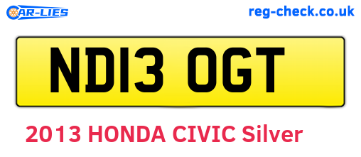 ND13OGT are the vehicle registration plates.