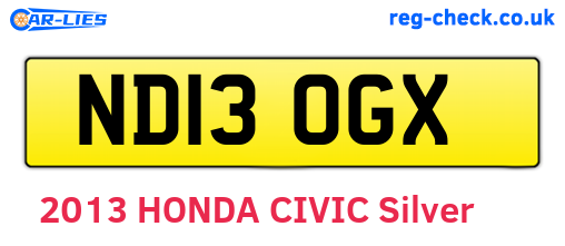 ND13OGX are the vehicle registration plates.