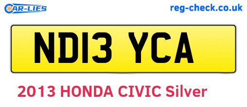 ND13YCA are the vehicle registration plates.
