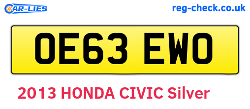 OE63EWO are the vehicle registration plates.