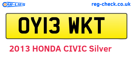 OY13WKT are the vehicle registration plates.