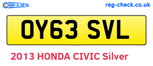 OY63SVL are the vehicle registration plates.