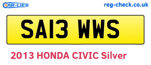 SA13WWS are the vehicle registration plates.