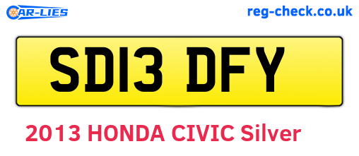 SD13DFY are the vehicle registration plates.