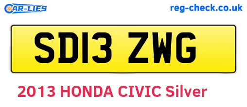 SD13ZWG are the vehicle registration plates.