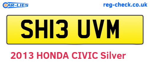 SH13UVM are the vehicle registration plates.