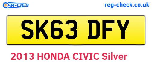 SK63DFY are the vehicle registration plates.