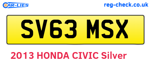 SV63MSX are the vehicle registration plates.