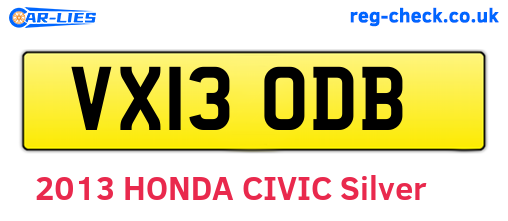 VX13ODB are the vehicle registration plates.