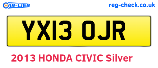 YX13OJR are the vehicle registration plates.