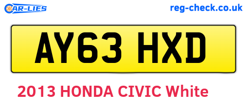 AY63HXD are the vehicle registration plates.