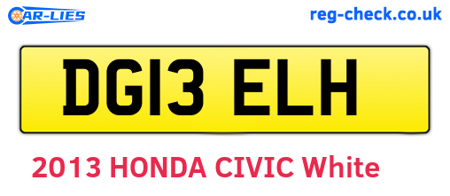 DG13ELH are the vehicle registration plates.