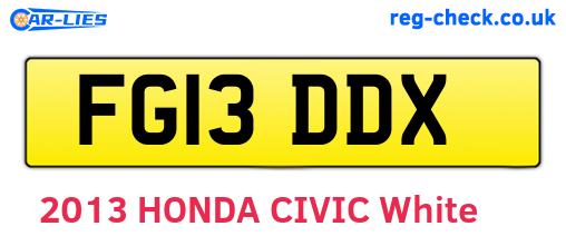 FG13DDX are the vehicle registration plates.