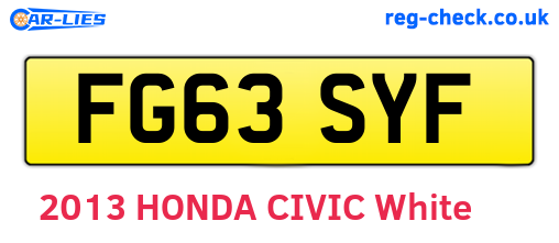 FG63SYF are the vehicle registration plates.