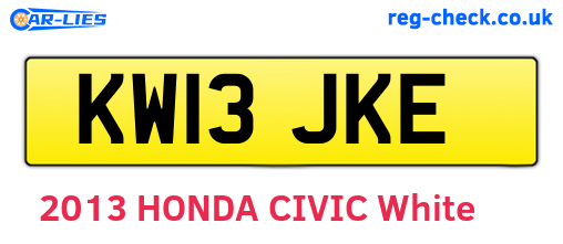 KW13JKE are the vehicle registration plates.