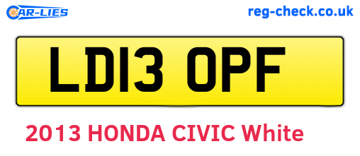 LD13OPF are the vehicle registration plates.