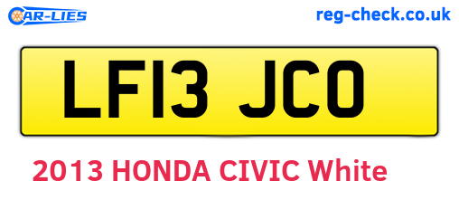 LF13JCO are the vehicle registration plates.