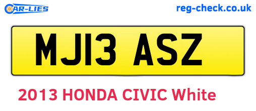 MJ13ASZ are the vehicle registration plates.