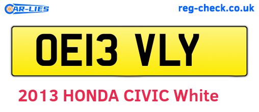 OE13VLY are the vehicle registration plates.