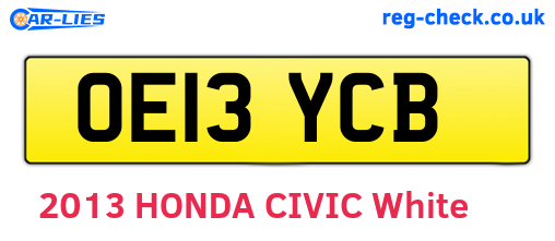 OE13YCB are the vehicle registration plates.