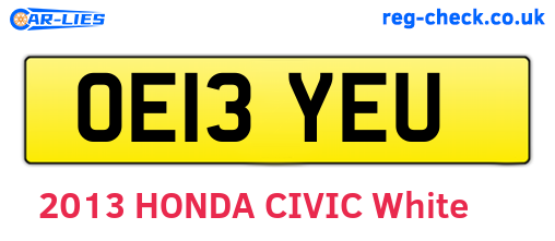 OE13YEU are the vehicle registration plates.