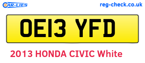 OE13YFD are the vehicle registration plates.