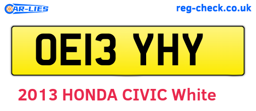 OE13YHY are the vehicle registration plates.