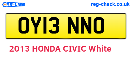 OY13NNO are the vehicle registration plates.
