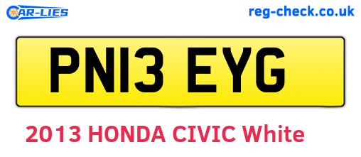 PN13EYG are the vehicle registration plates.